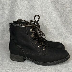 Steve Madden Gobbin Combat Boots Size 9.5 Black Leather Zip Lace Up Ankle 90s